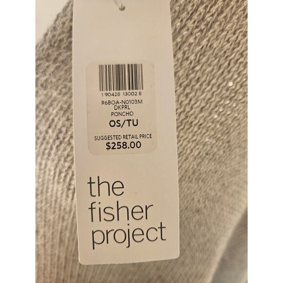100% Peruvian Alpaca Grey Ombre Poncho "The Fisher Project" Eileen Fisher One Sz - Picture 11 of 14